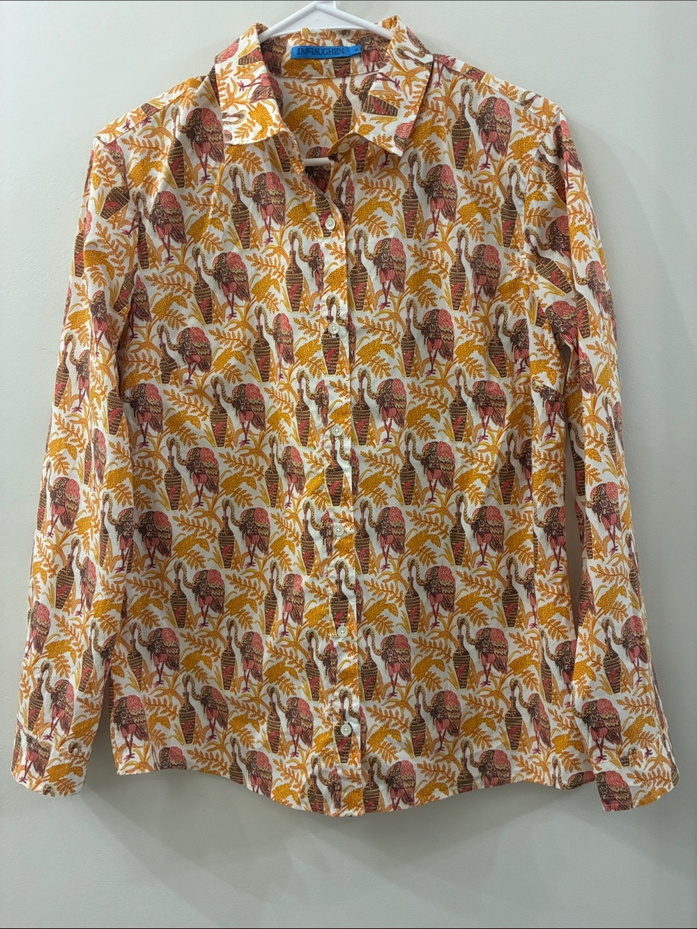 J McLaughlin Button-Down Shirt - Multicolor Parrot Print Medium